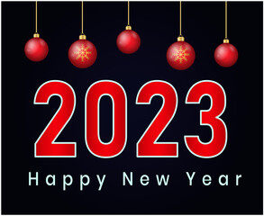2023 Happy New Year Abstract Holiday Vector Illustration Design Red With Black Background
