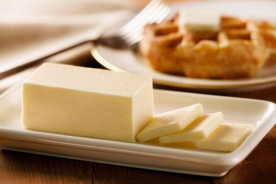 Close-up of Butter and Waffles