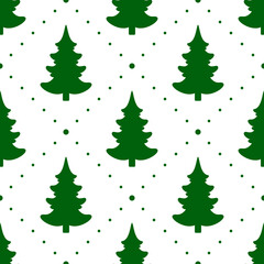 Seamless vector. Fir-tree background. Christmas tree motif. New Year wallpaper. Holidays ornament. Pines pattern. Winter pine trees image. Xmas illustration. Floral backdrop. Textile print design.