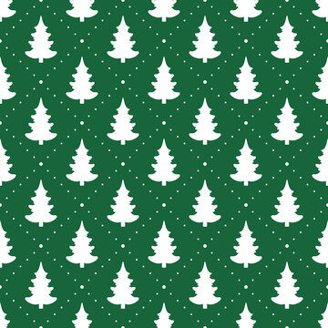 Seamless vector. Fir-tree background. Christmas tree motif. New Year wallpaper. Holidays ornament. Pines pattern. . Xmas illustration. Floral backdrop. Winter pine trees image. Textile print design.