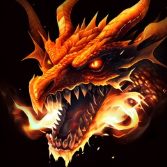 Obraz premium Dragon Head fantasy art. Generative AI