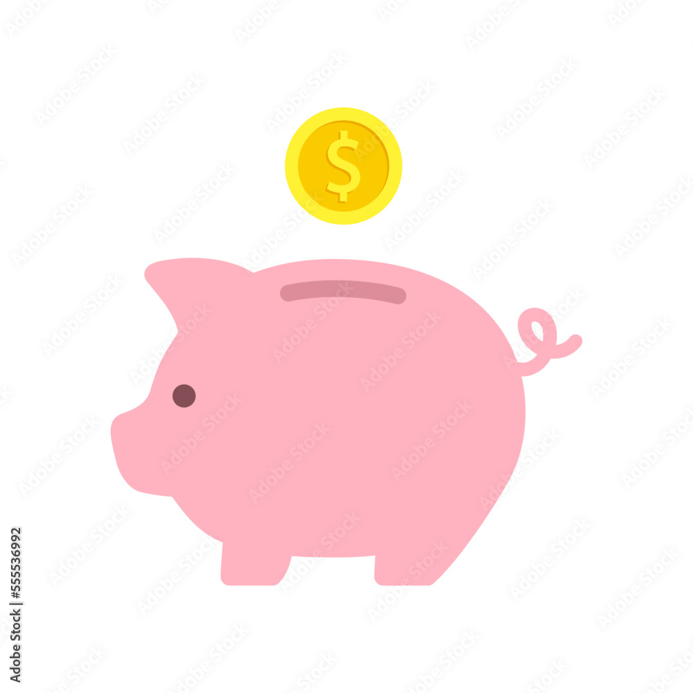 Wall mural Piggy bank with dollar coin