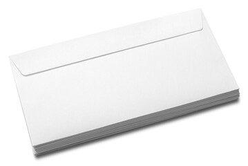 A stack of white blank paper envelope