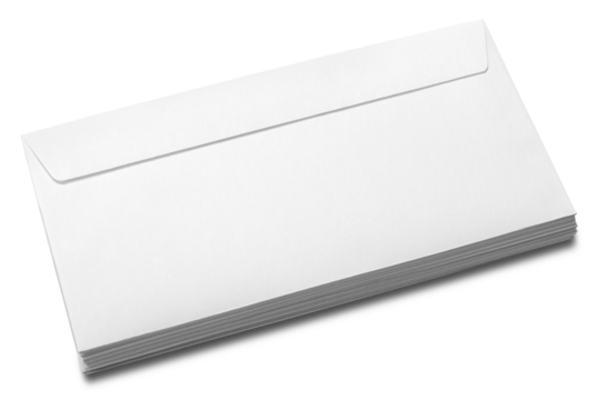 A stack of white blank paper envelope