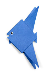 Blue fish origami from the paper