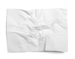 A crumpled unfolded piece of white paper