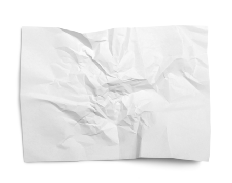 A crumpled unfolded piece of white paper