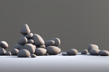 pile of rocks in neutral environment, suitable for zen meditation, generative ai
