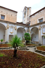 Fototapeta na wymiar Ancient cemetery's cloister, Padula Charterhouse Certosa di San Lorenzo Padula Italy