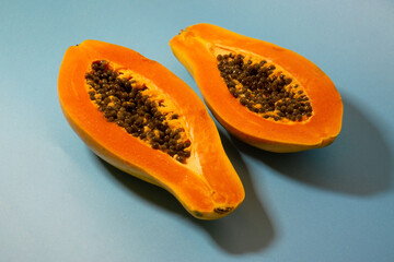 Juicy papaya in close proximity