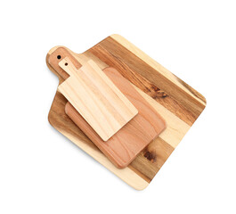 Different wooden boards on white background