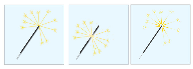 Sparkles firework new year celebration vector design set