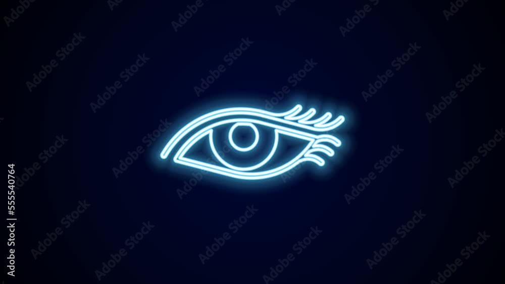 Canvas Prints Glowing neon line Beautiful woman eye icon isolated on black background. 4K Video motion graphic animation