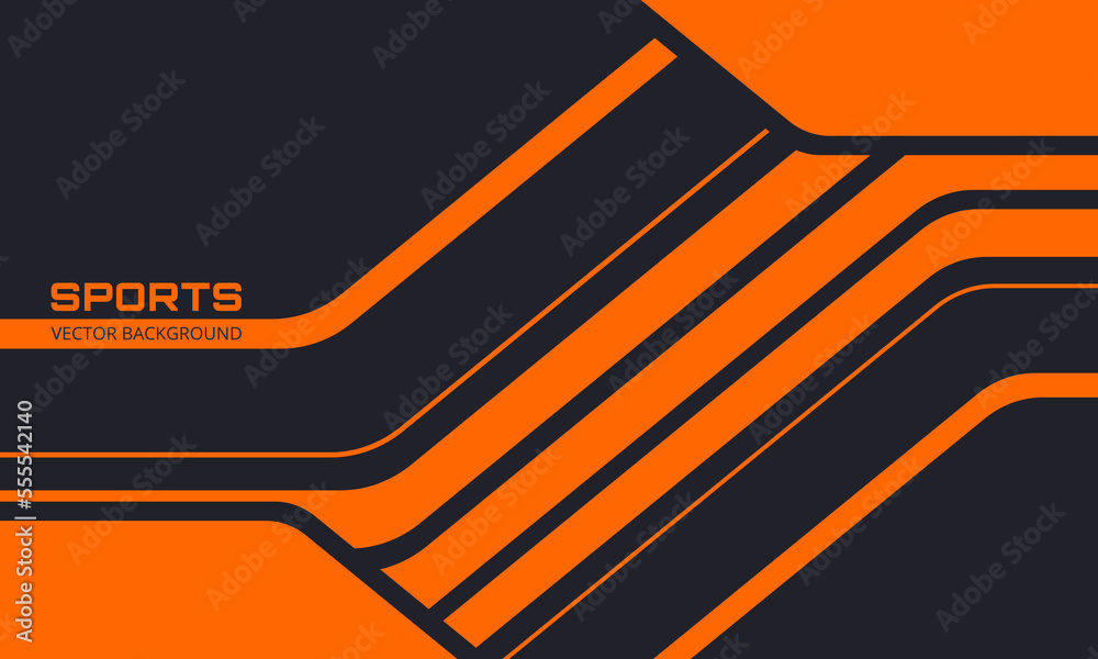 Poster orange and black sports background with abstract design motion elements, angles and arrows. abstract