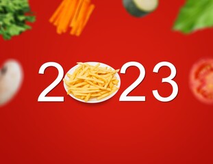 New Year, food dish and 2023 numbers