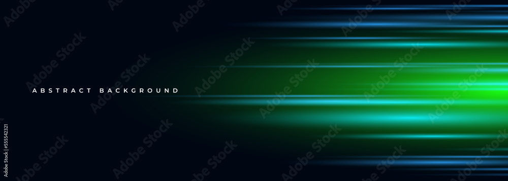 Poster Black modern wide abstract technology background with glowing high-speed and movement light effect. Vector illustration