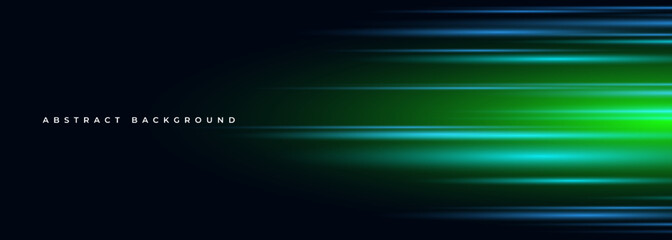 Black modern wide abstract technology background with glowing high-speed and movement light effect. Vector illustration