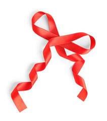 Red satin ribbon isolated on white background