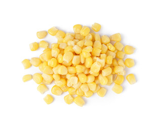 Heap of corn kernels isolated on white background