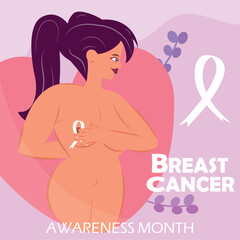 Colored breast cancer awareness month poster Vector