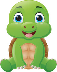 Cute baby turtle cartoon sitting