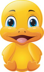 Cute baby duck cartoon sitting