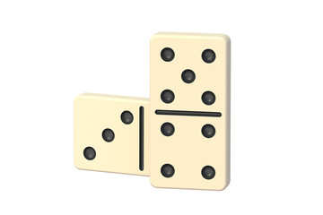 Two dominoes tiles isolated on white background. 3d render