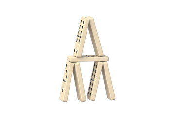 Dominoes tower isolated on white background. 3d render