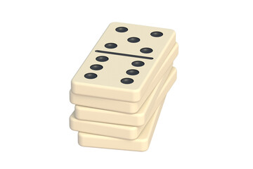 Stack of dominoes tiles isolated on white background. 3d render