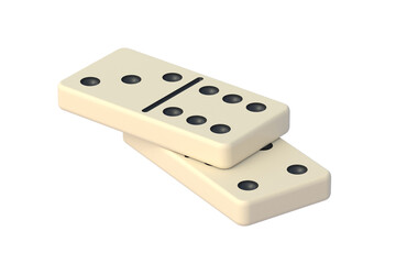Dominoes tiles isolated on white background. 3d render