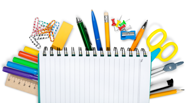 Collection of colored stationery for school and office