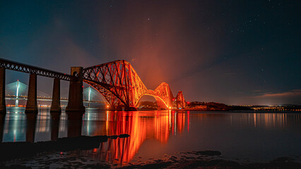 Forth Bridge by night: Illuminated beauty in Edinburgh