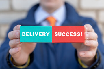 Delivery success concept. Parcel express online delivery service. Track online orders.