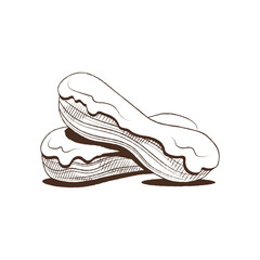 Tasty eclairs on white background