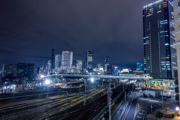 Fototapeta na wymiar 【愛知県】ささしまライブ駅周辺と名古屋駅方面のビル群の夜景