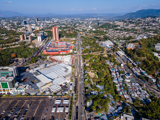 Beautiful aerial view of the city and buildings of Tegucigalpa in Honduras 