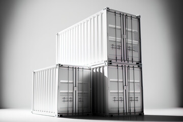 containers stacked against a white backdrop. Generative AI