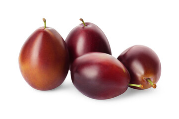 Delicious fresh ripe plums on white background