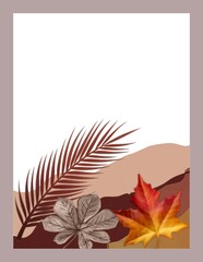Abstract minimal card concept autumn leaves on the ground isolate white background illustration 
