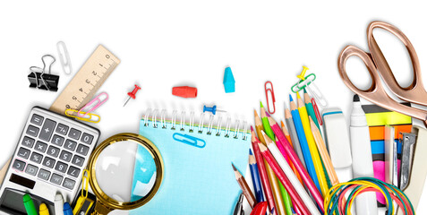 School colored stationery supplies collection