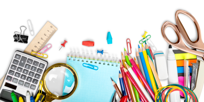 School colored stationery supplies collection