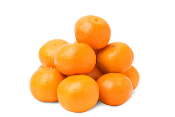 Fresh ripe juicy tangerines isolated on white