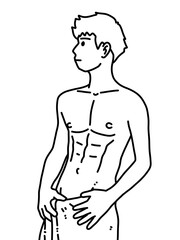 Fototapeta premium black and white of cute man cartoon for coloring