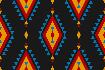 Fabric Aztec pattern background. Geometric ethnic oriental seamless pattern traditional. Mexican style. Design for wallpaper, illustration, fabric, clothing, carpet, textile, batik, embroidery. - obrazy, fototapety, plakaty