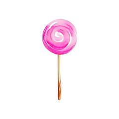 pink lollipop hand drawn with style watercolor