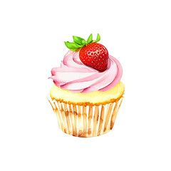 sweet cupcake hand drawn with style watercolor