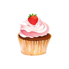 sweet cupcake hand drawn with style watercolor