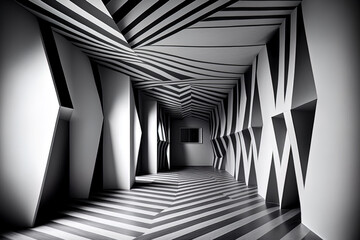 Repeating gray lines span the ceiling. Generative AI