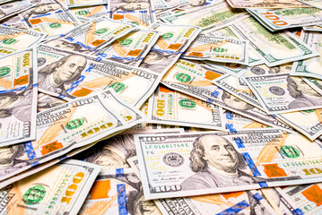 100 American dollar bills. Paper money background. Financial concept.