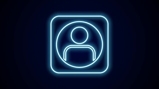 Glowing neon line Create account screen icon isolated on black background. 4K Video motion graphic animation